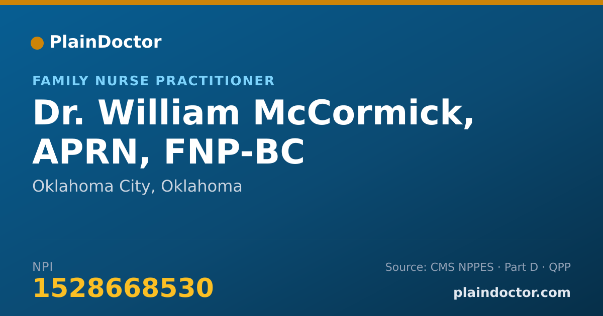 Shareable card for William McCormick, APRN, FNP-BC - Family Nurse Practitioner, Oklahoma City, OK