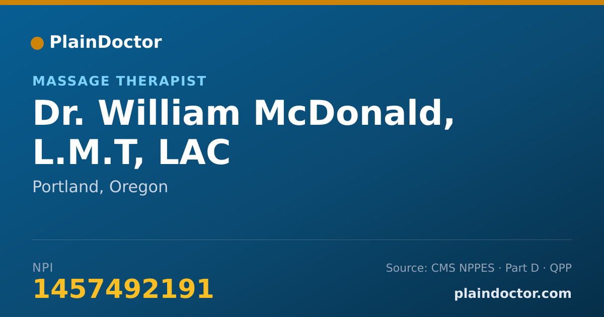 Shareable card for William McDonald, L.M.T, LAC - Massage Therapist, Portland, OR