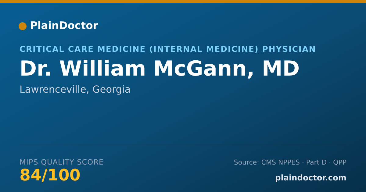 Shareable card for William McGann, MD - Critical Care Medicine (Internal Medicine) Physician, Lawrenceville, GA