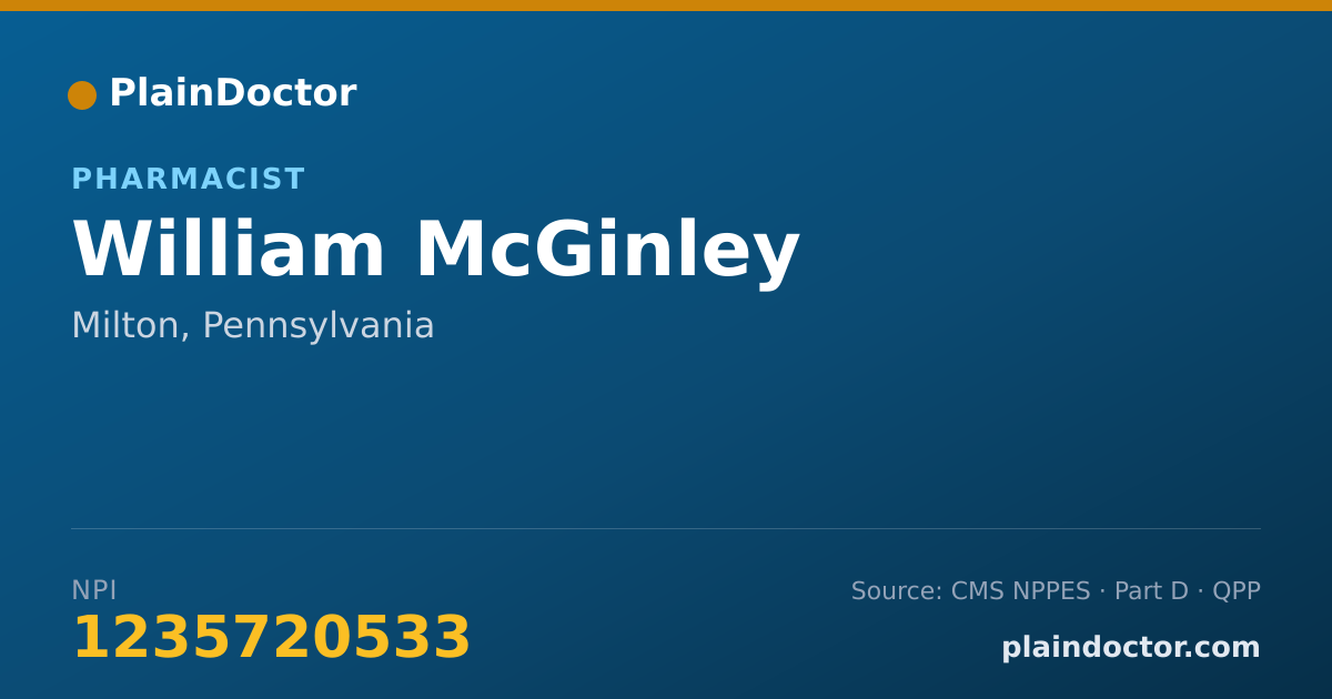 Shareable card for William McGinley - Pharmacist, Milton, PA