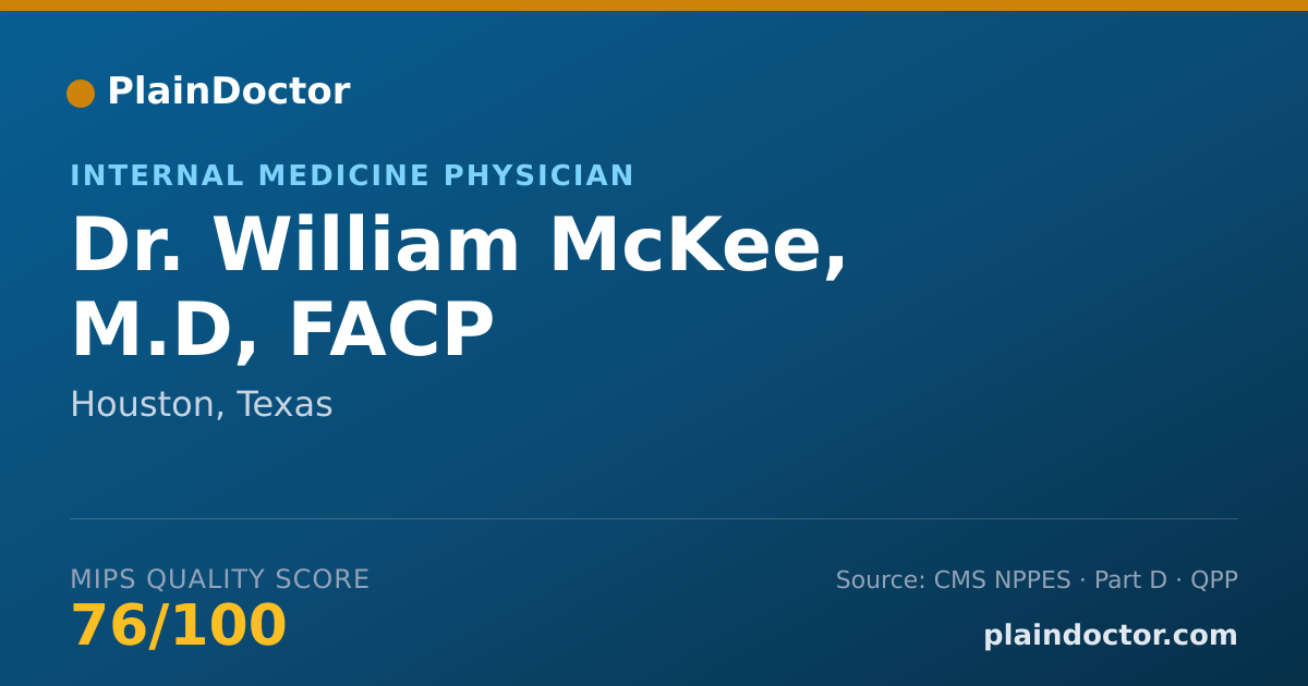 Shareable card for William McKee, M.D, FACP - Internal Medicine Physician, Houston, TX