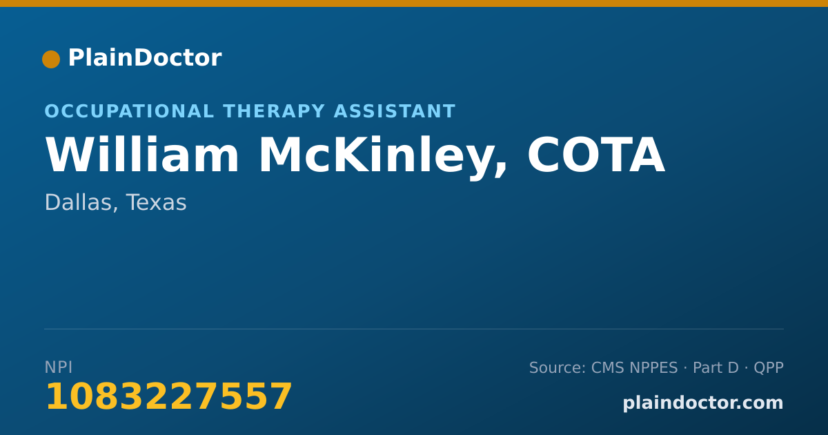 Shareable card for William McKinley, COTA - Occupational Therapy Assistant, Dallas, TX