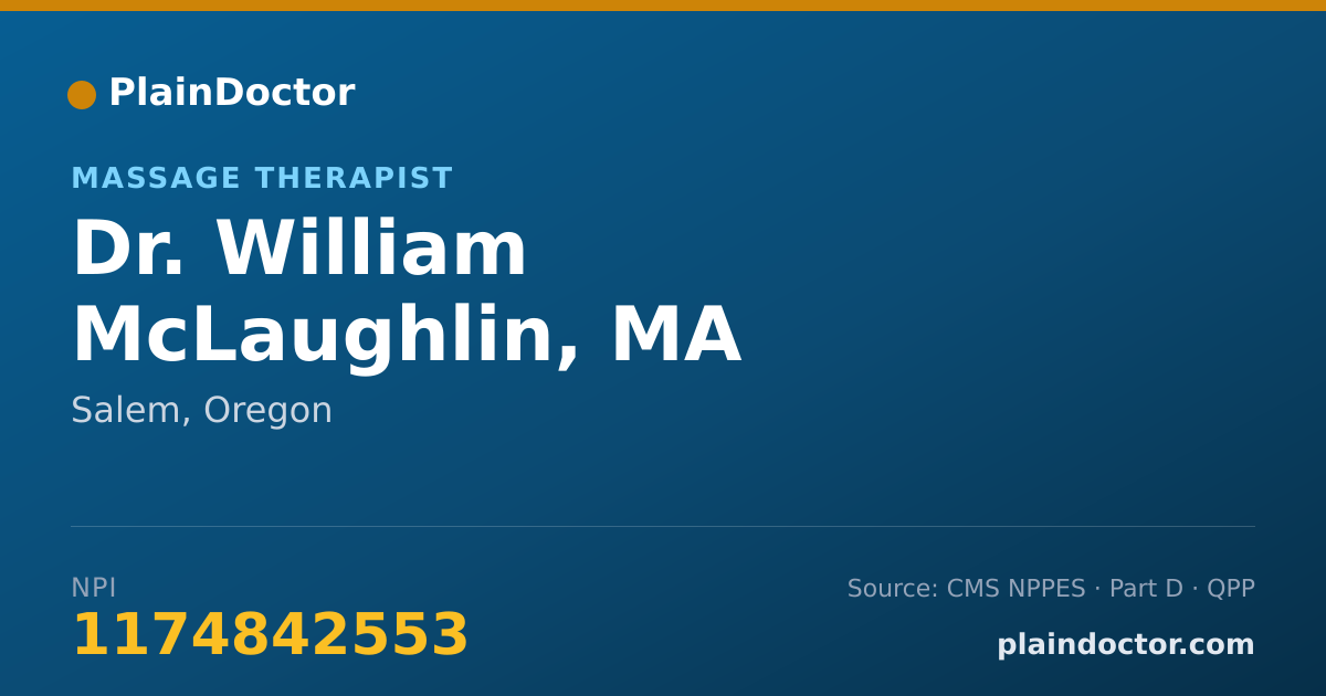 Shareable card for William McLaughlin, MA - Massage Therapist, Salem, OR