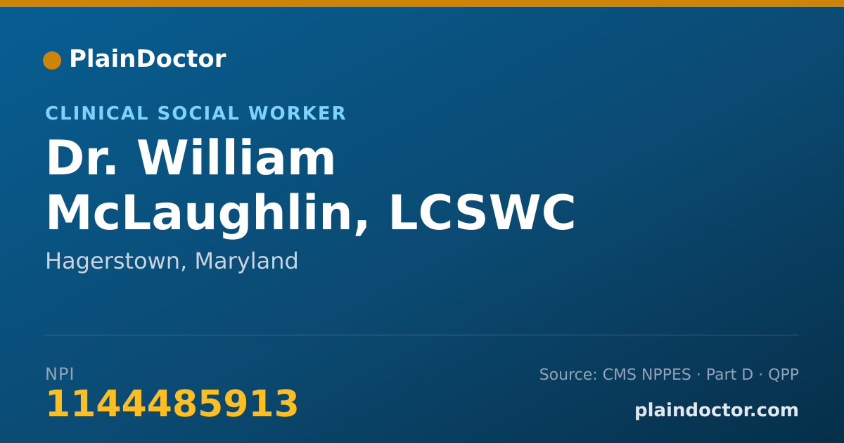 Shareable card for William McLaughlin, LCSWC - Clinical Social Worker, Hagerstown, MD