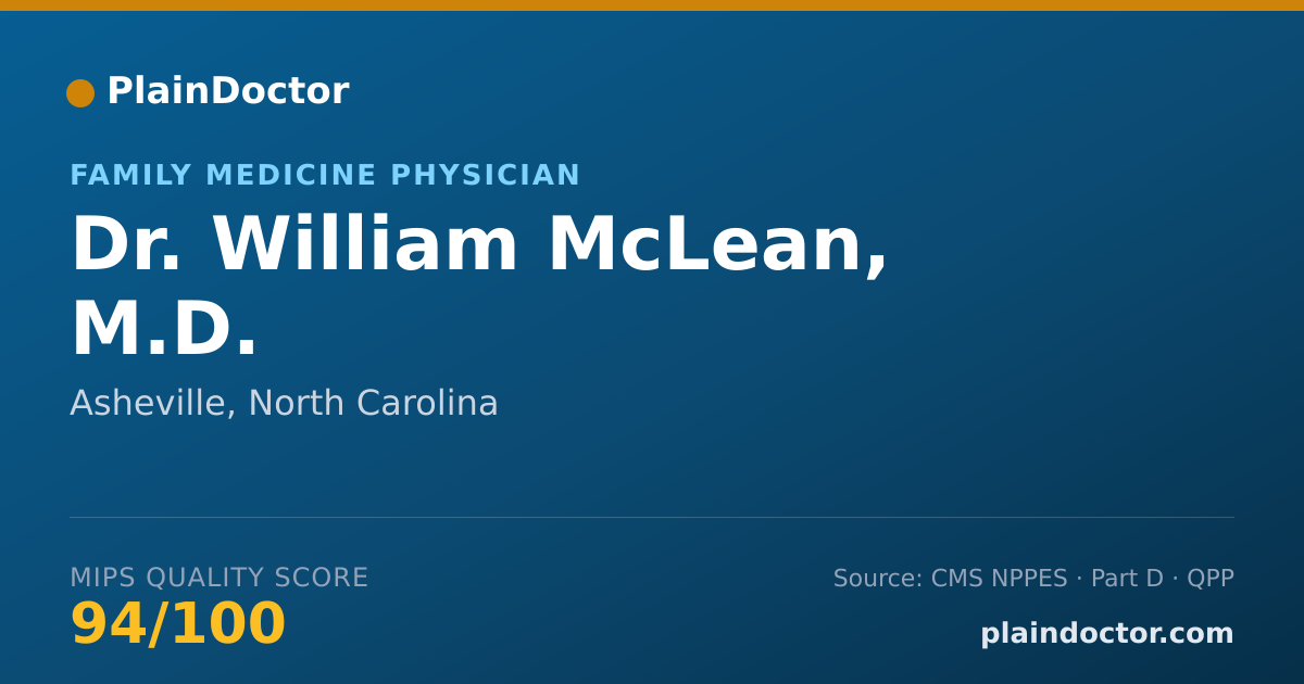 Shareable card for William McLean, M.D. - Family Medicine Physician, Asheville, NC