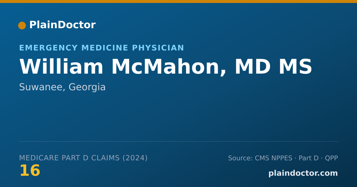 Shareable card for William McMahon, MD MS - Emergency Medicine Physician, Suwanee, GA