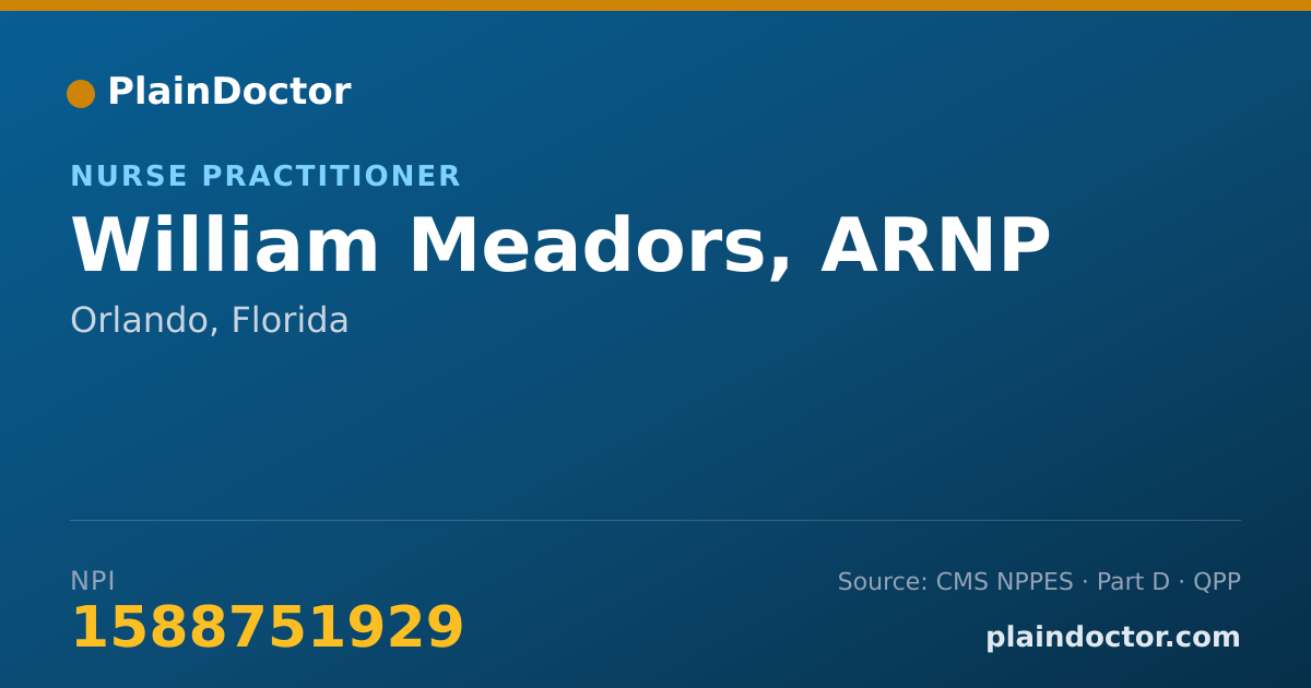 Shareable card for William Meadors, ARNP - Nurse Practitioner, Orlando, FL