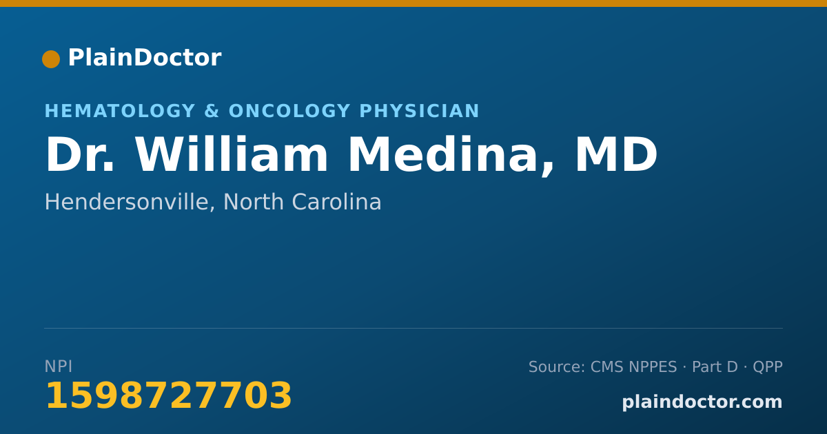 Shareable card for William Medina, MD - Hematology & Oncology Physician, Hendersonville, NC