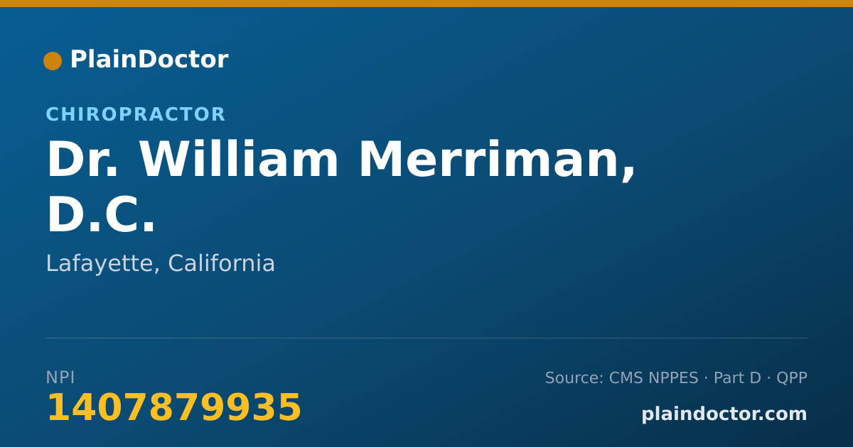 Shareable card for William Merriman, D.C. - Chiropractor, Lafayette, CA