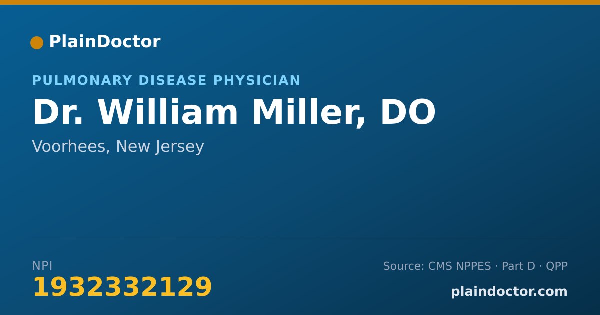 Shareable card for William Miller, DO - Pulmonary Disease Physician, Voorhees, NJ