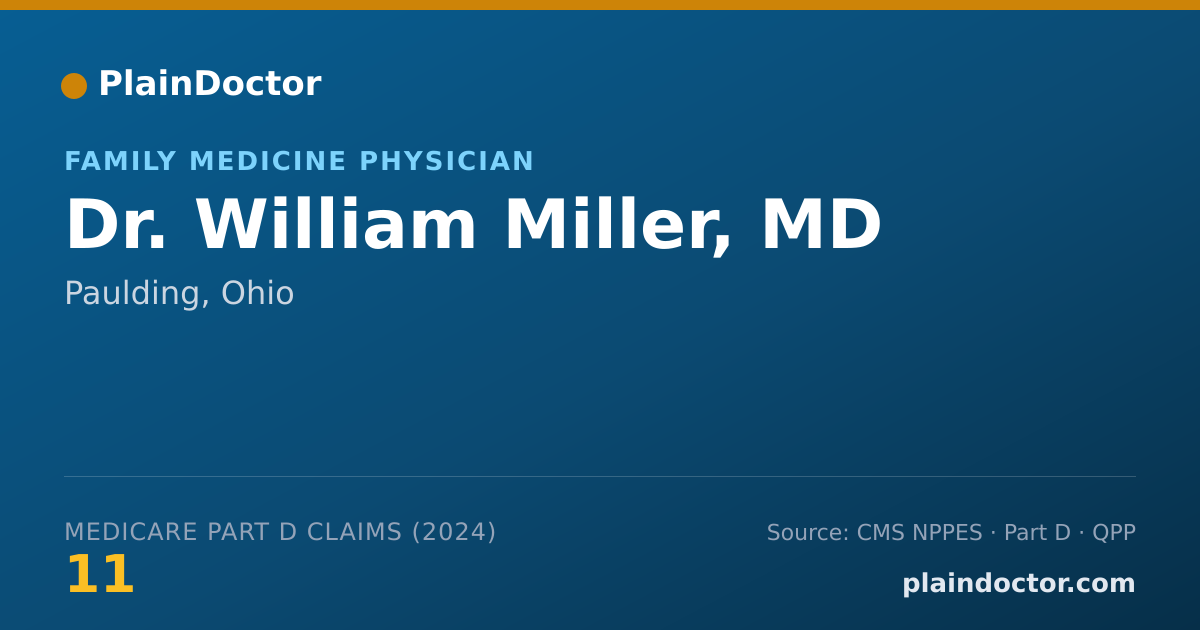 Shareable card for William Miller, MD - Family Medicine Physician, Paulding, OH
