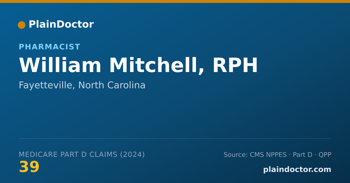Shareable card for William Mitchell, RPH - Pharmacist, Fayetteville, NC