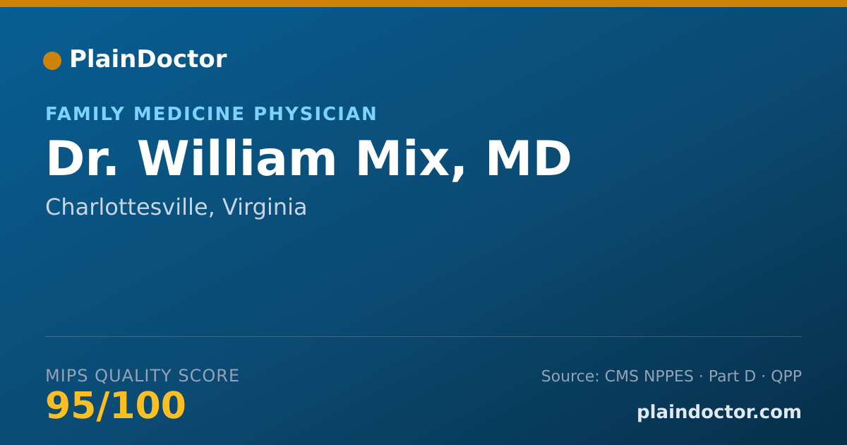 Shareable card for William Mix, MD - Family Medicine Physician, Charlottesville, VA