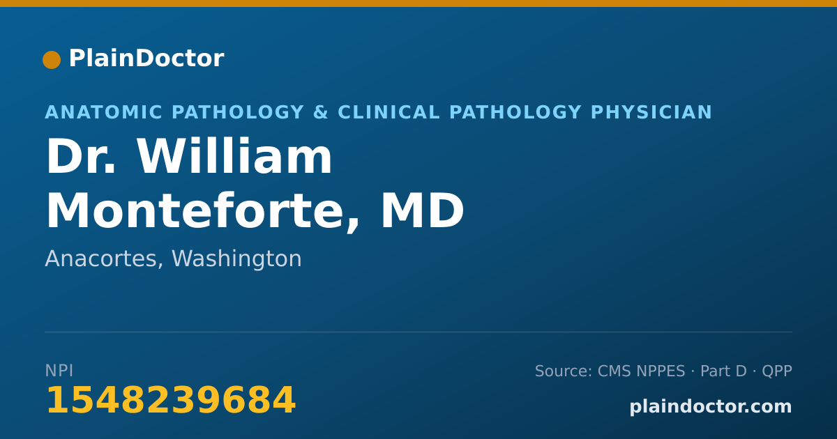 Shareable card for William Monteforte, MD - Anatomic Pathology & Clinical Pathology Physician, Anacortes, WA