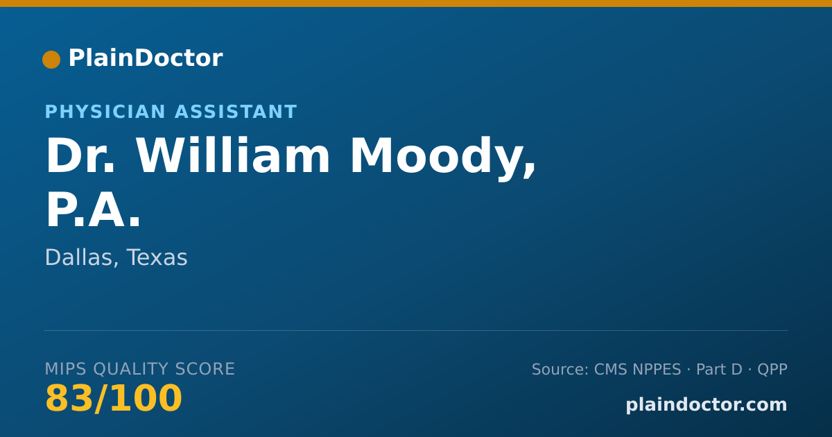 Shareable card for William Moody, P.A. - Physician Assistant, Dallas, TX