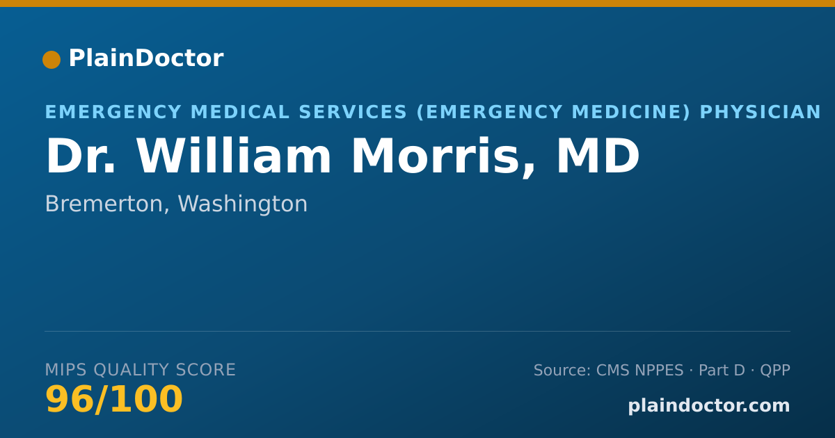 Shareable card for William Morris, MD - Emergency Medical Services (Emergency Medicine) Physician, Bremerton, WA