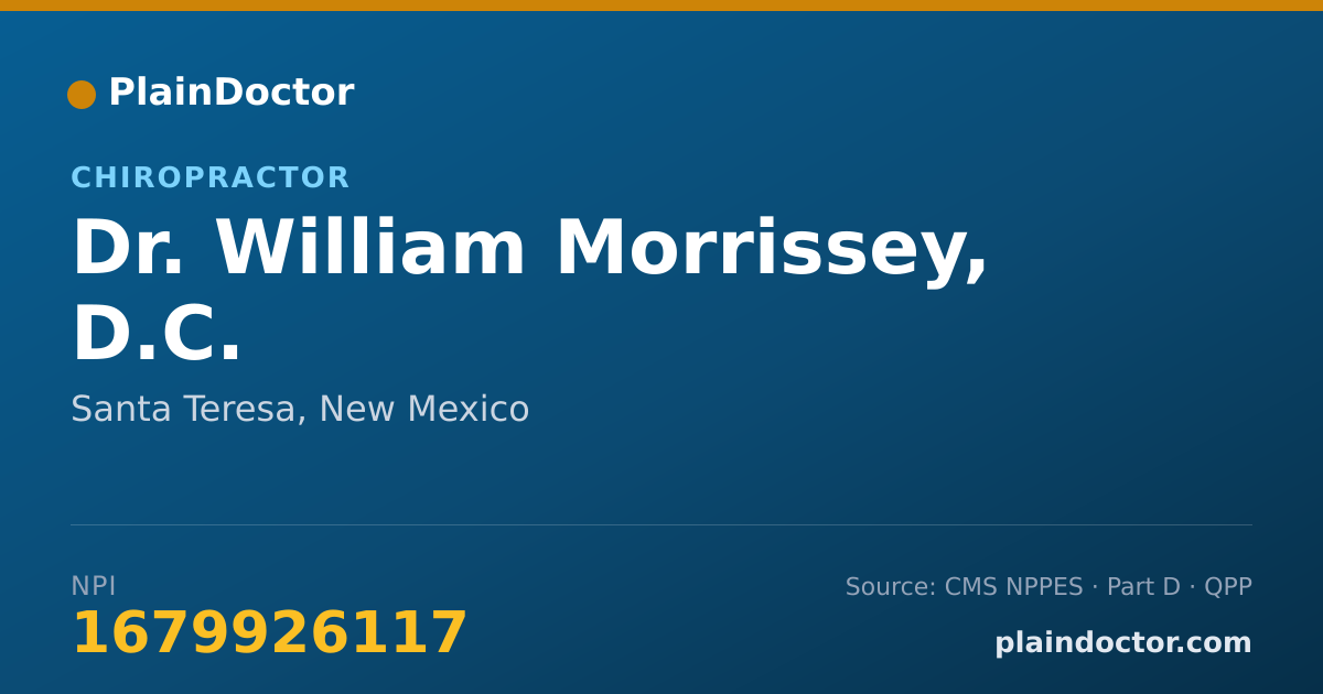 Shareable card for William Morrissey, D.C. - Chiropractor, Santa Teresa, NM