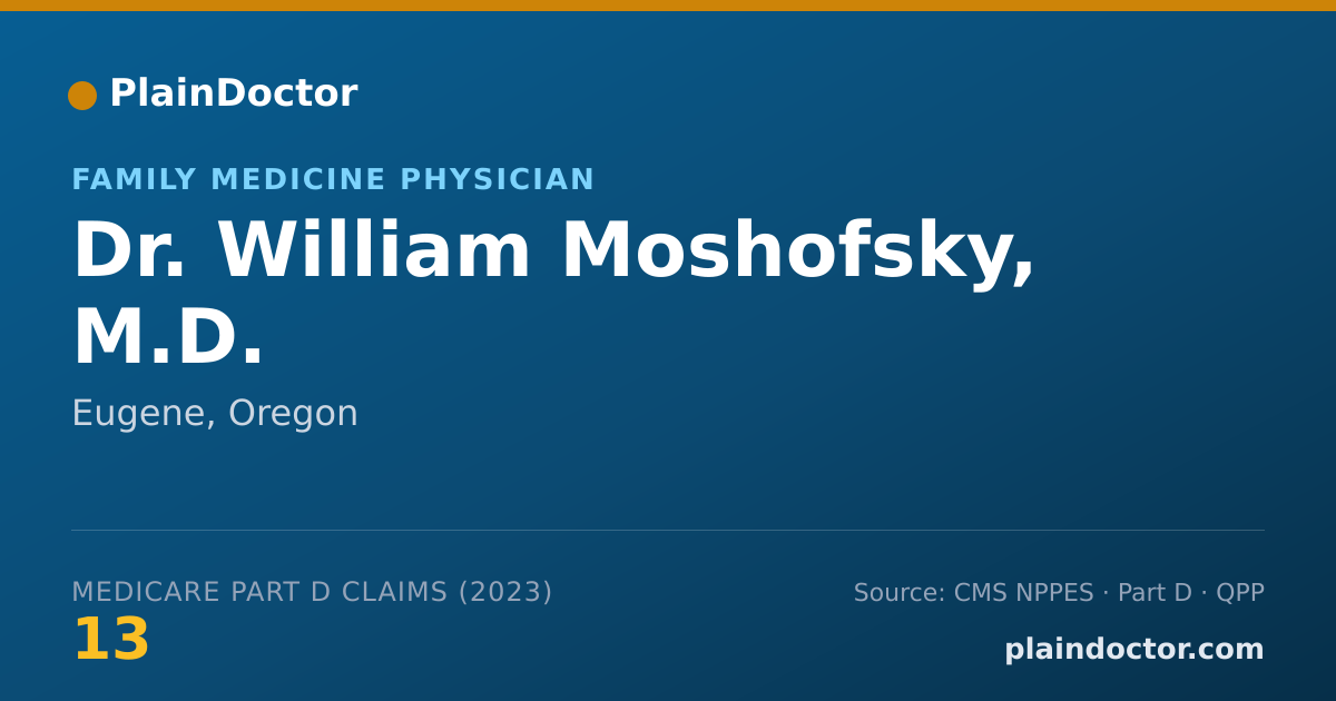 Shareable card for William Moshofsky, M.D. - Family Medicine Physician, Eugene, OR