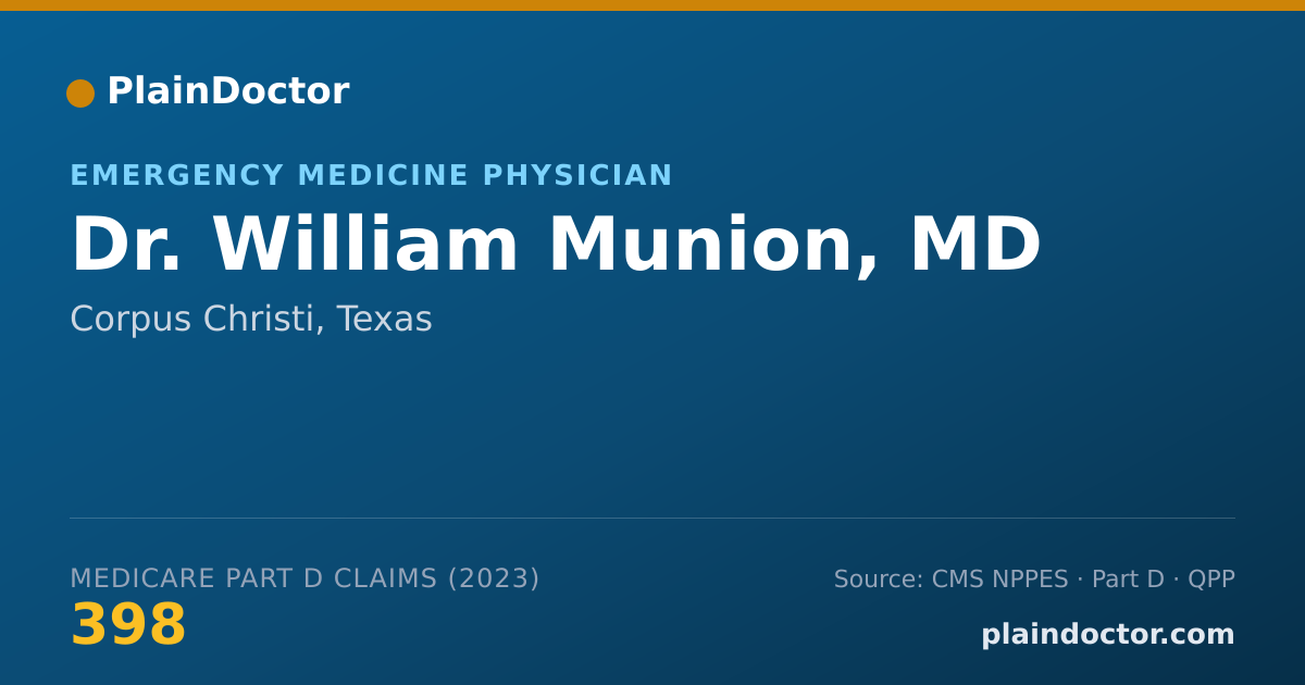 Shareable card for William Munion, MD - Emergency Medicine Physician, Corpus Christi, TX
