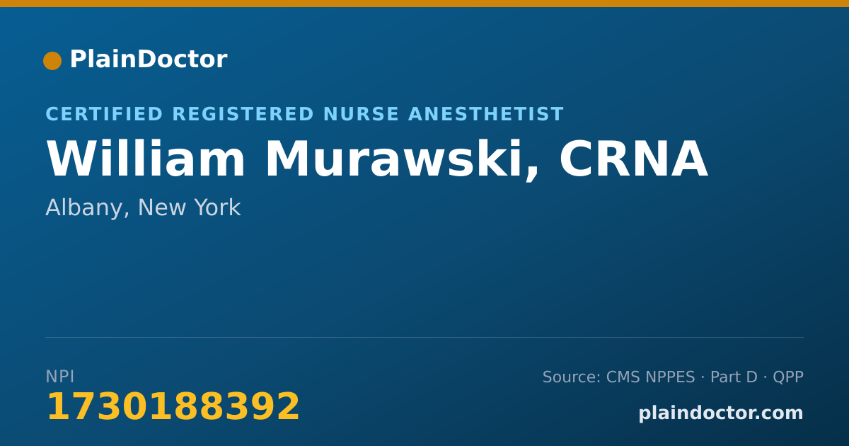 Shareable card for William Murawski, CRNA - Certified Registered Nurse Anesthetist, Albany, NY