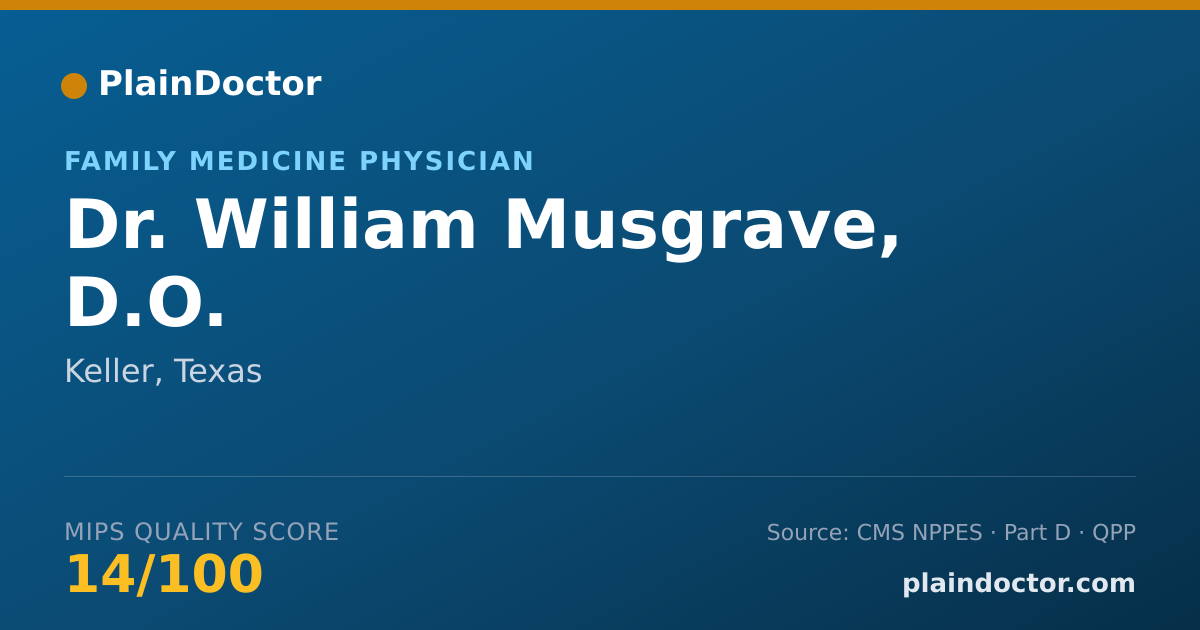 Shareable card for William Musgrave, D.O. - Family Medicine Physician, Keller, TX
