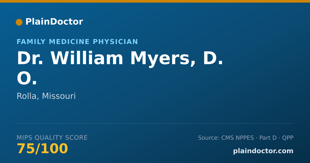 Shareable card for William Myers, D. O. - Family Medicine Physician, Rolla, MO