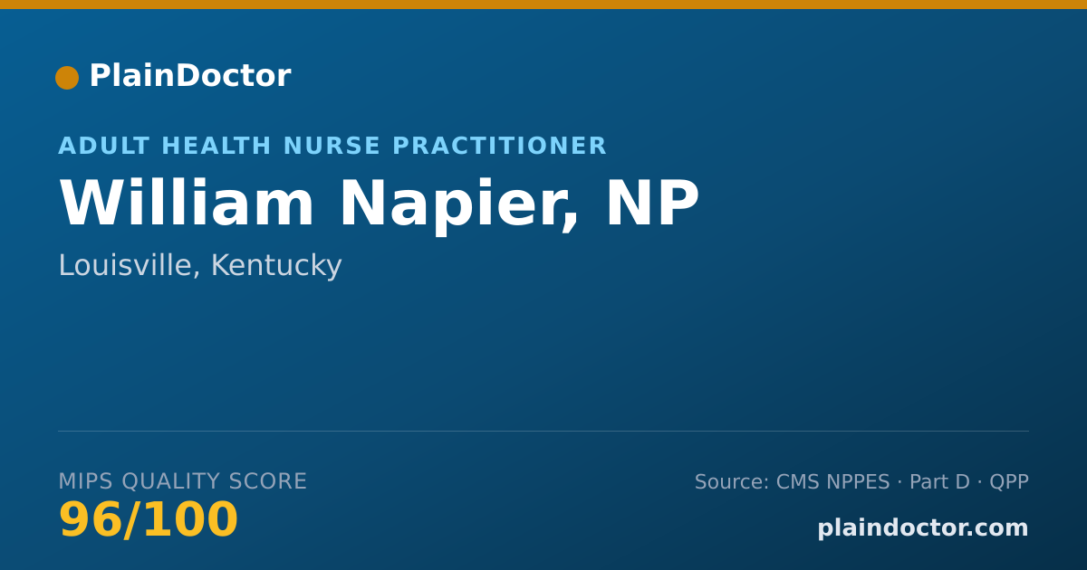 Shareable card for William Napier, NP - Adult Health Nurse Practitioner, Louisville, KY