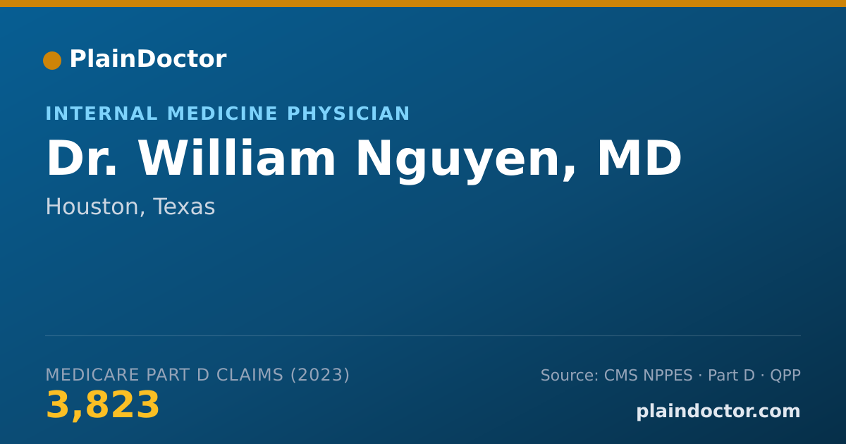 Shareable card for William Nguyen, MD - Internal Medicine Physician, Houston, TX
