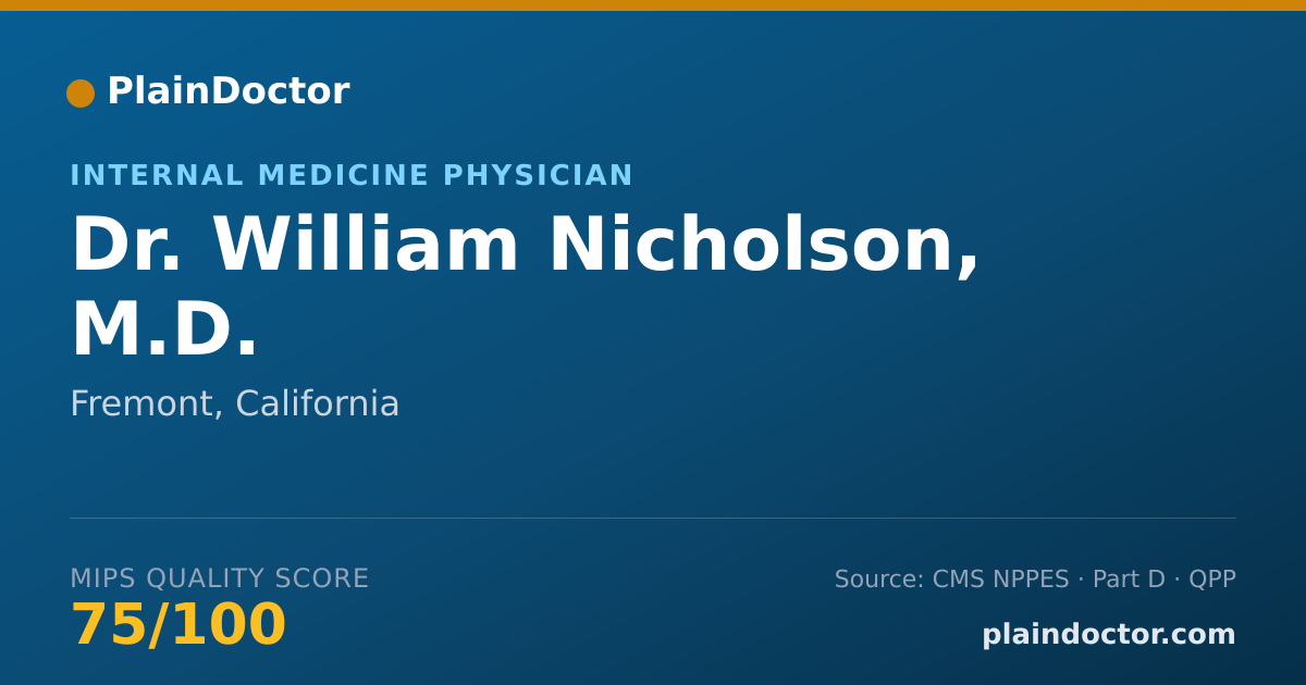 Shareable card for William Nicholson, M.D. - Internal Medicine Physician, Fremont, CA