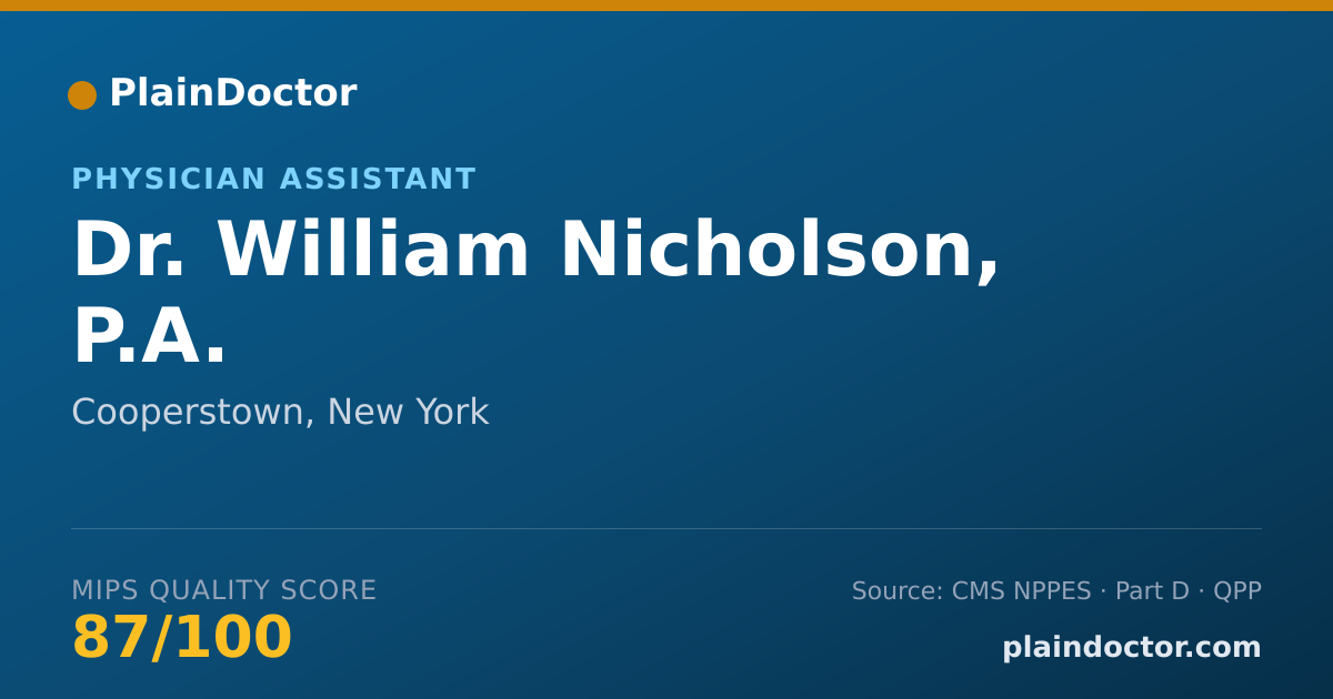 Shareable card for William Nicholson, P.A. - Physician Assistant, Cooperstown, NY