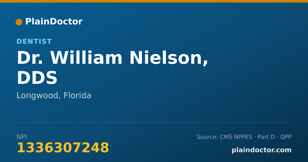 Shareable card for William Nielson, DDS - Dentist, Longwood, FL