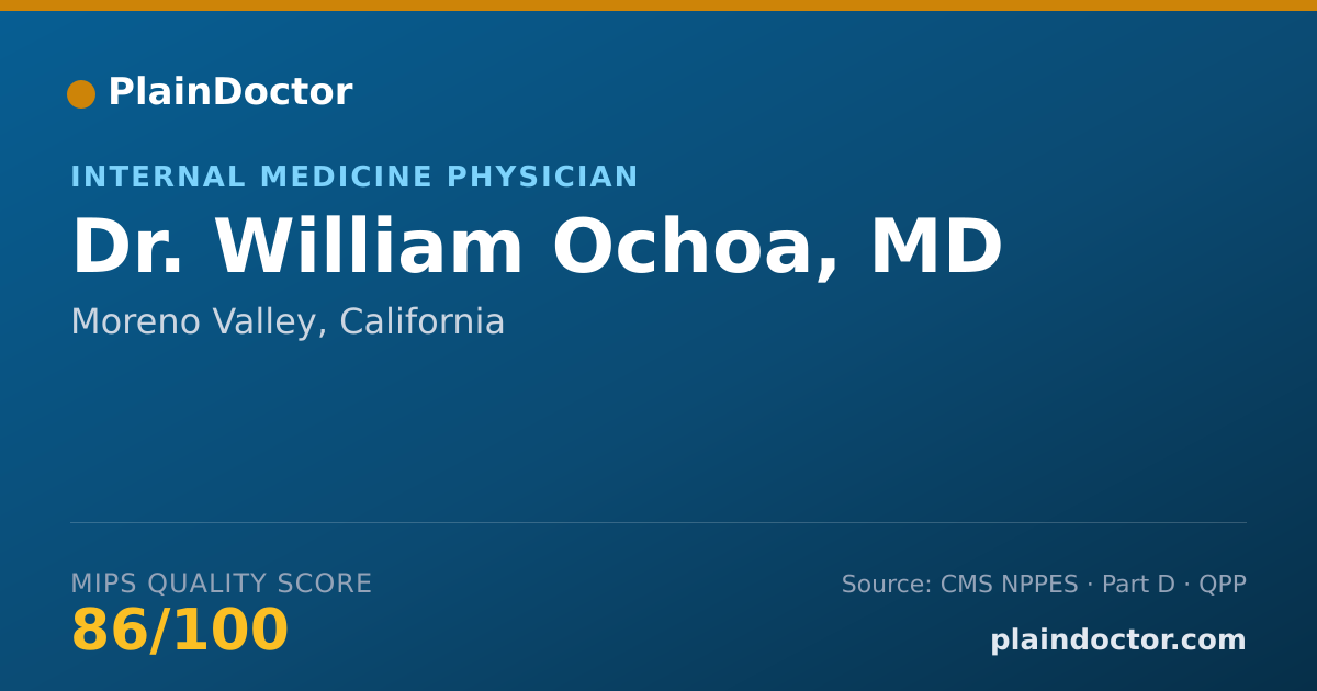 Shareable card for William Ochoa, MD - Internal Medicine Physician, Moreno Valley, CA