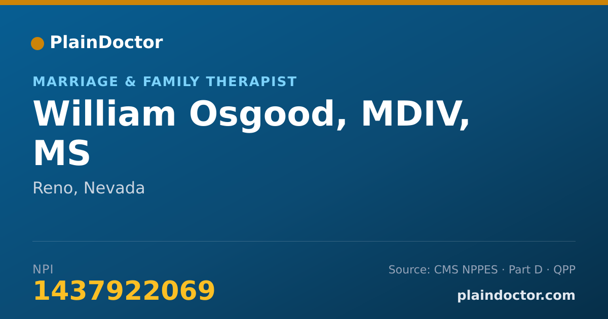 Shareable card for William Osgood, MDIV, MS - Marriage & Family Therapist, Reno, NV