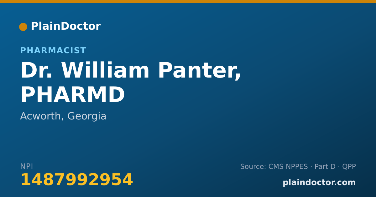 Shareable card for William Panter, PHARMD - Pharmacist, Acworth, GA