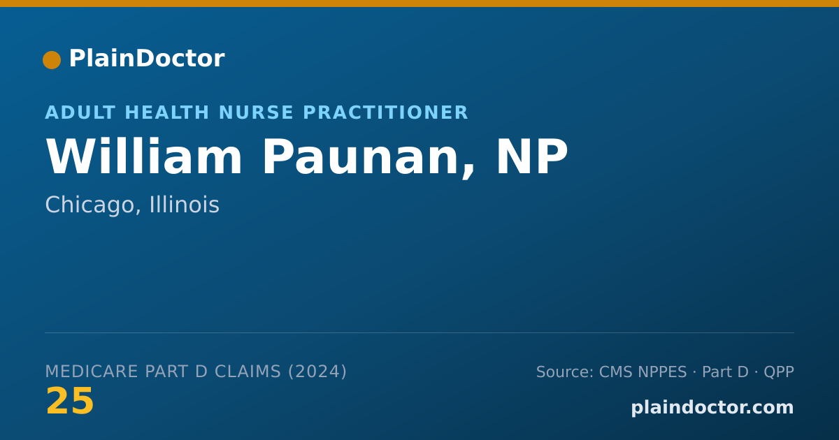 Shareable card for William Paunan, NP - Adult Health Nurse Practitioner, Chicago, IL