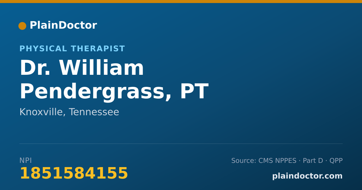 Shareable card for William Pendergrass, PT - Physical Therapist, Knoxville, TN