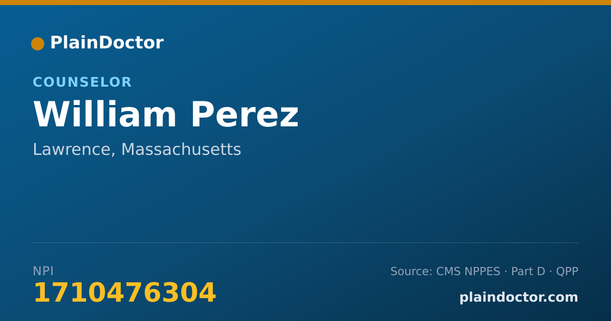 Shareable card for William Perez - Counselor, Lawrence, MA
