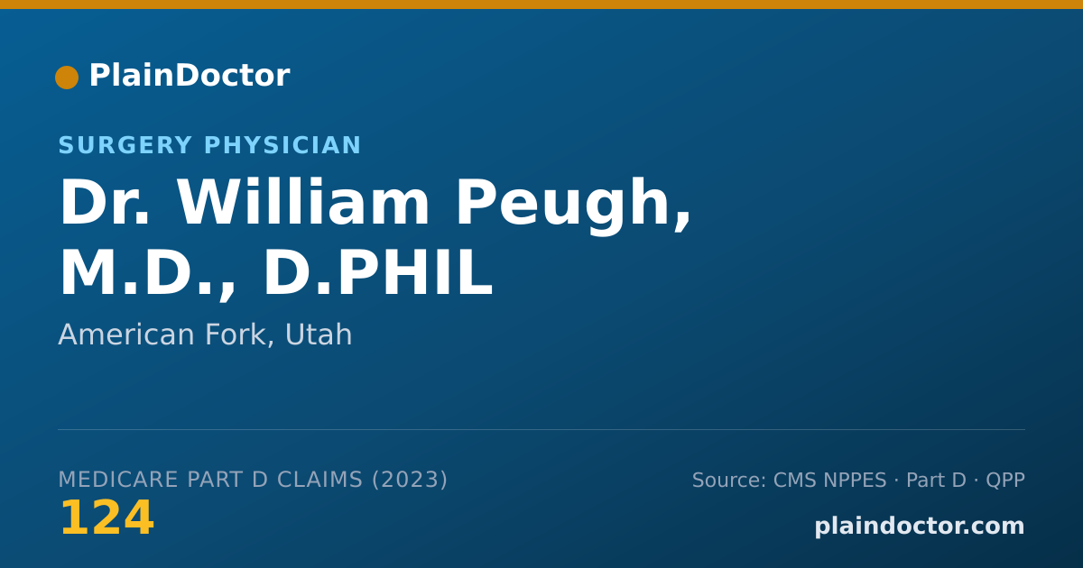 Shareable card for William Peugh, M.D., D.PHIL - Surgery Physician, American Fork, UT