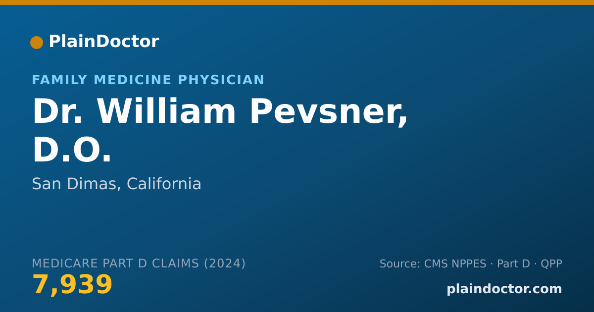 Shareable card for William Pevsner, D.O. - Family Medicine Physician, San Dimas, CA