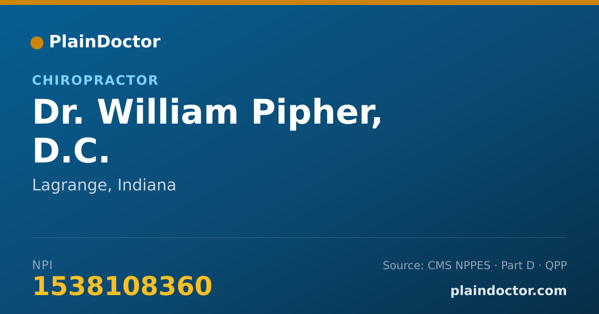 Shareable card for William Pipher, D.C. - Chiropractor, Lagrange, IN