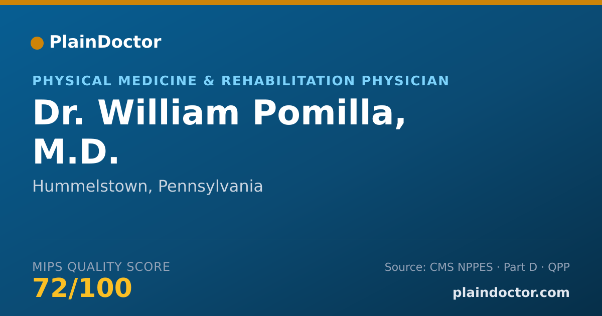Shareable card for William Pomilla, M.D. - Physical Medicine & Rehabilitation Physician, Hummelstown, PA