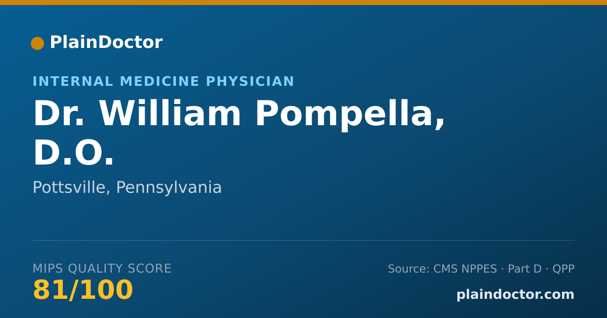 Shareable card for William Pompella, D.O. - Internal Medicine Physician, Pottsville, PA