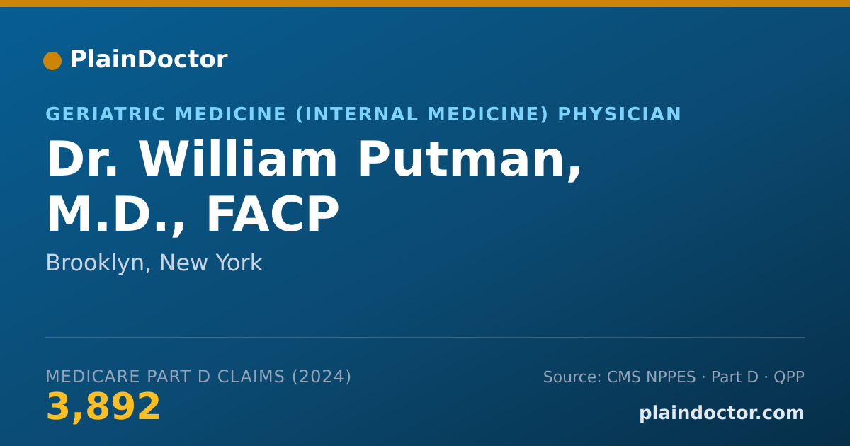 Shareable card for William Putman, M.D., FACP - Geriatric Medicine (Internal Medicine) Physician, Brooklyn, NY