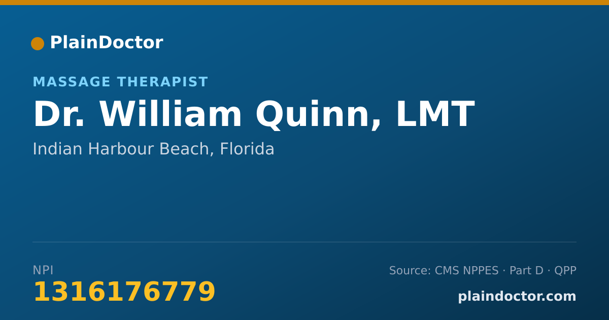 Shareable card for William Quinn, LMT - Massage Therapist, Indian Harbour Beach, FL