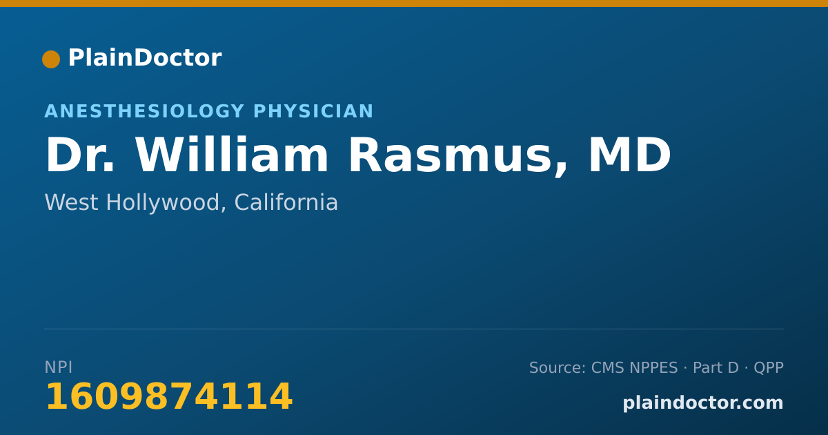 Shareable card for William Rasmus, MD - Anesthesiology Physician, West Hollywood, CA