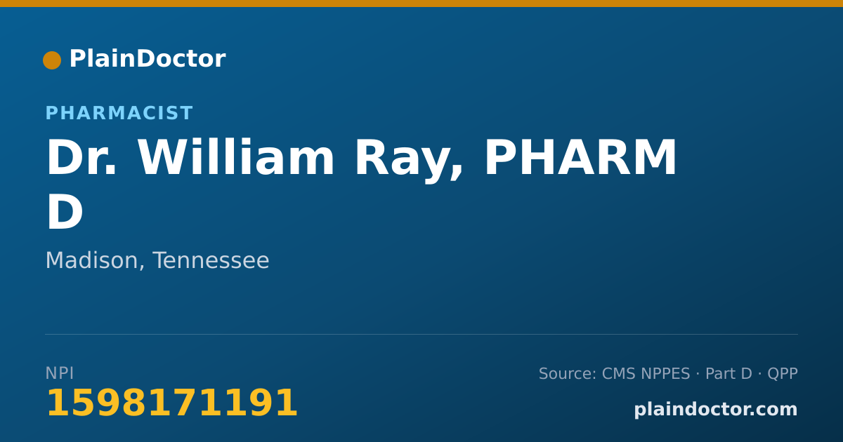 Shareable card for William Ray, PHARM D - Pharmacist, Madison, TN