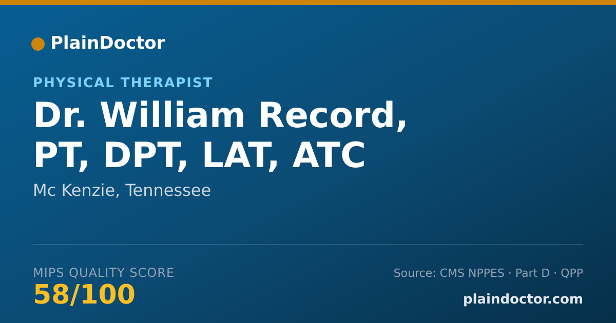Shareable card for William Record, PT, DPT, LAT, ATC - Physical Therapist, Mc Kenzie, TN