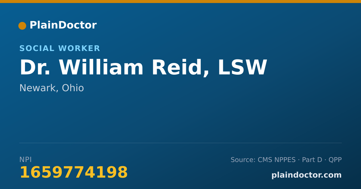 Shareable card for William Reid, LSW - Social Worker, Newark, OH