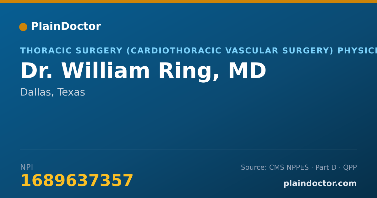 Shareable card for William Ring, MD - Thoracic Surgery (Cardiothoracic Vascular Surgery) Physician, Dallas, TX