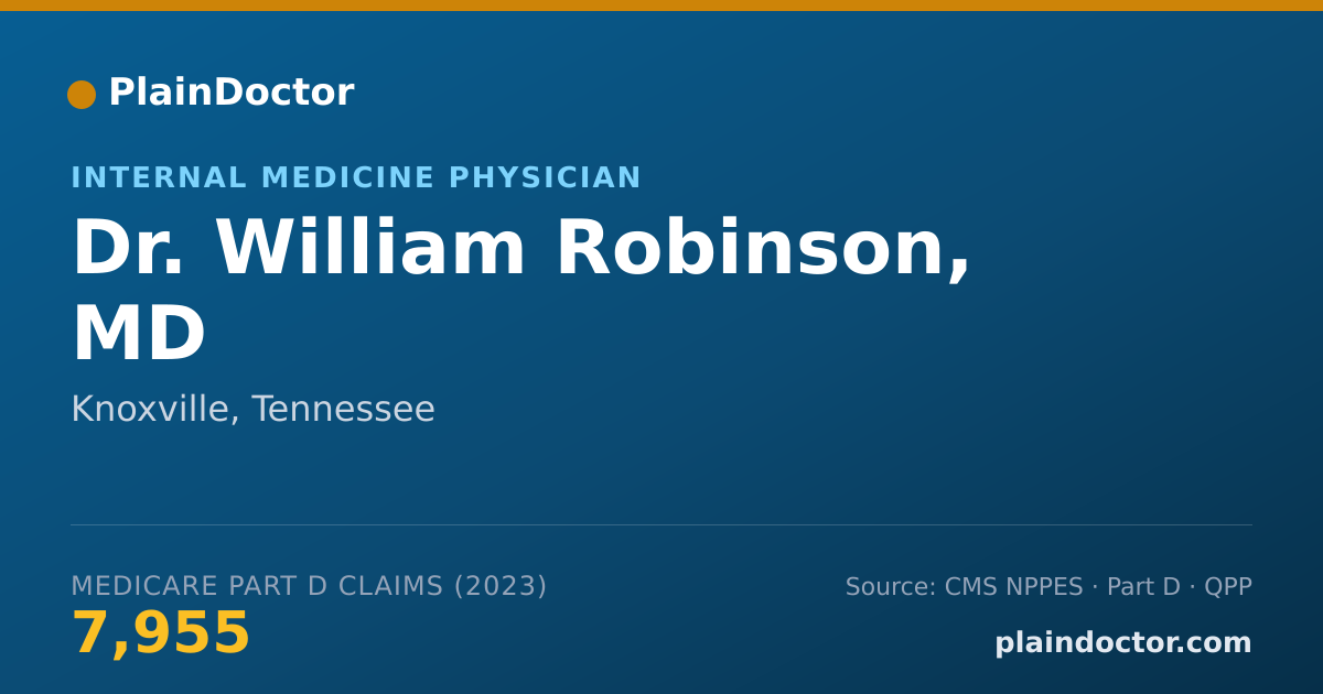Shareable card for William Robinson, MD - Internal Medicine Physician, Knoxville, TN
